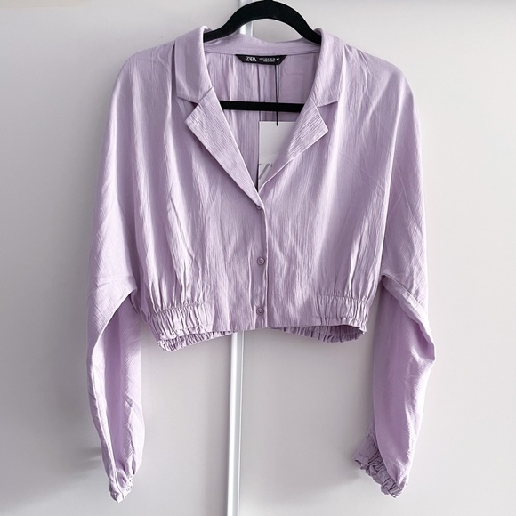 Zara Lilac Cropped Blouse - Picture 2 of 12